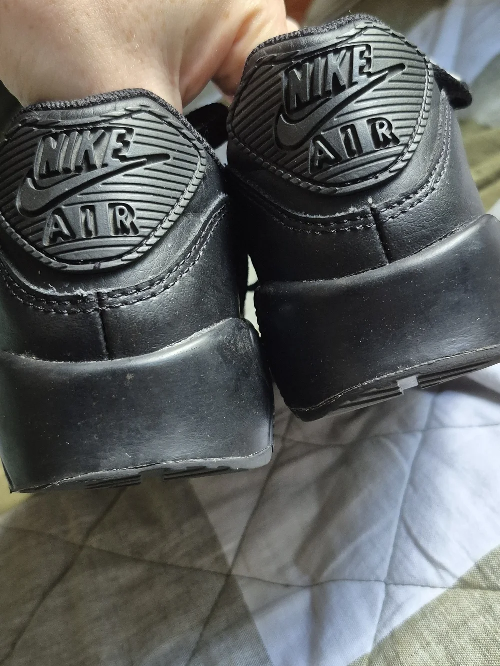 Nike Air Max Black Leather Sneakers Size 6 Or 4.5Y